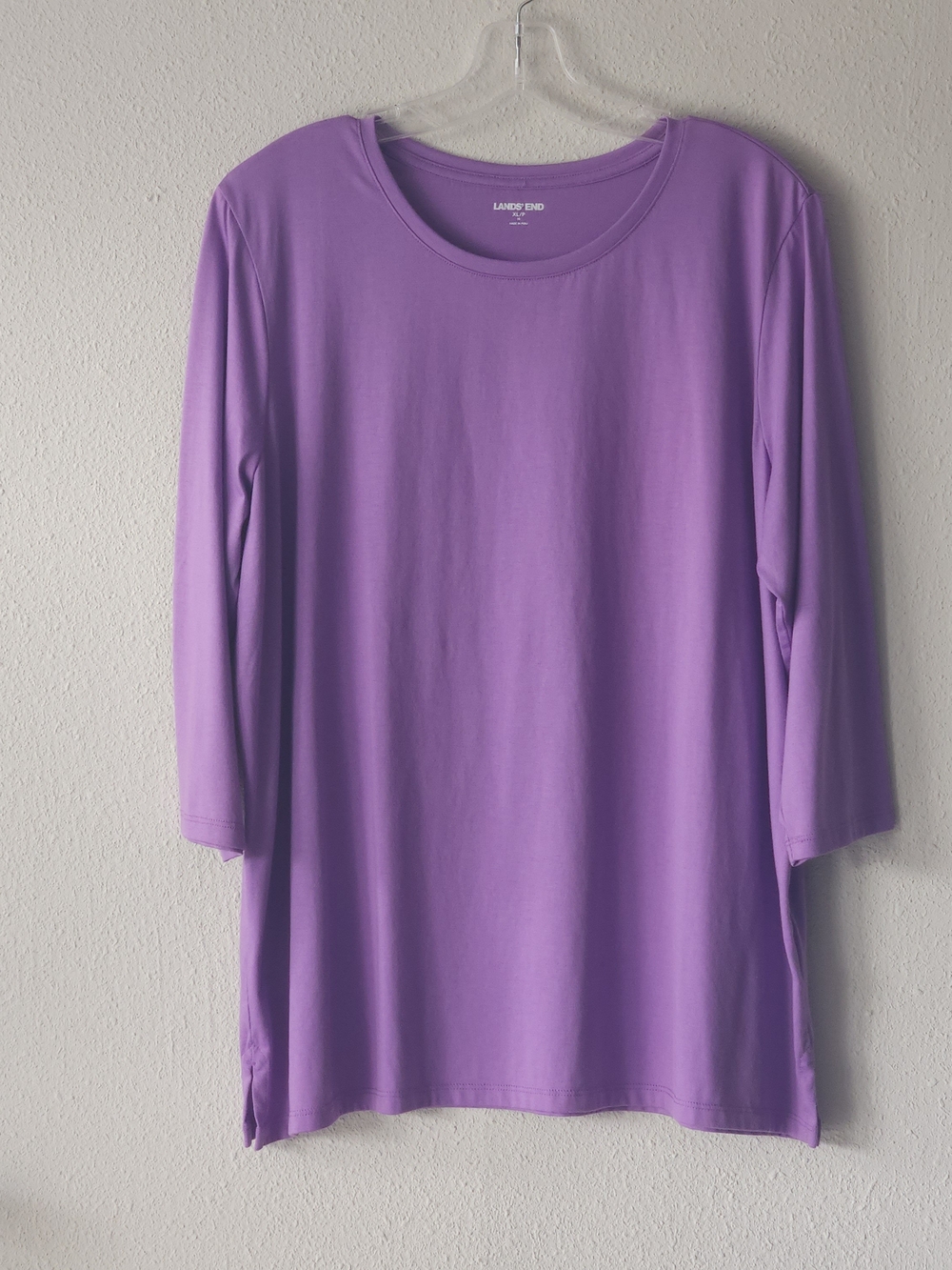 Lands' End Women's Lavender Crewneck 3/4 Sleeve Top PETITE PLUS SIZE XL/P